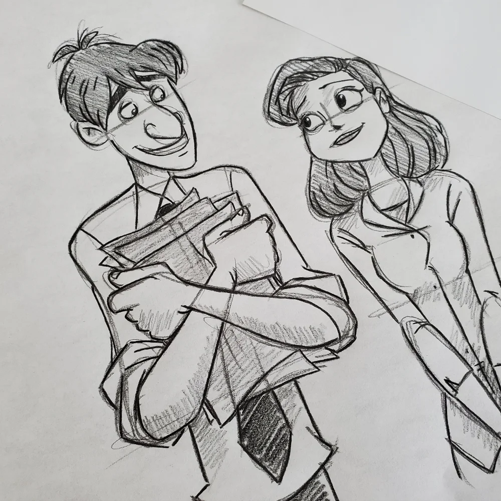 Disney Paperman character Ink and Pencil set Drawing/sketch signed animation Art - Picture 2 of 5